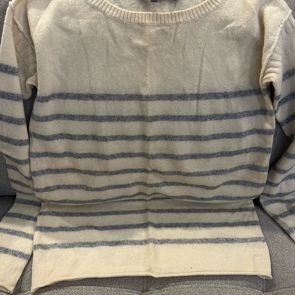 Vince Cream and Gray Striped Sweater NWT